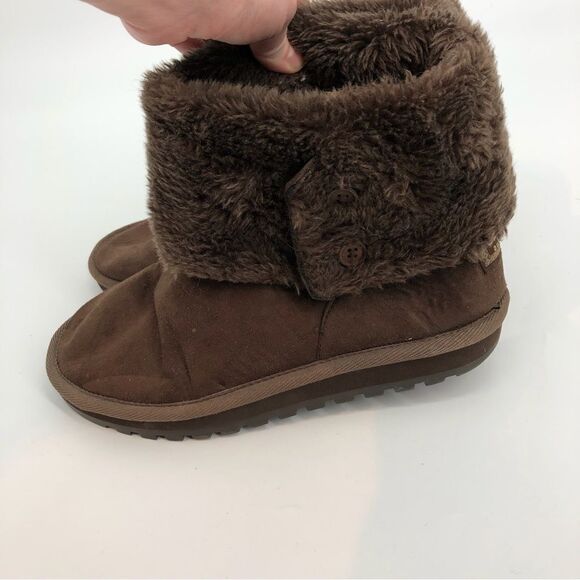 SKECHERS Australia Boiling Point Brown Furry Boot Faux Leather Fur Size 9 - Picture 4 of 8